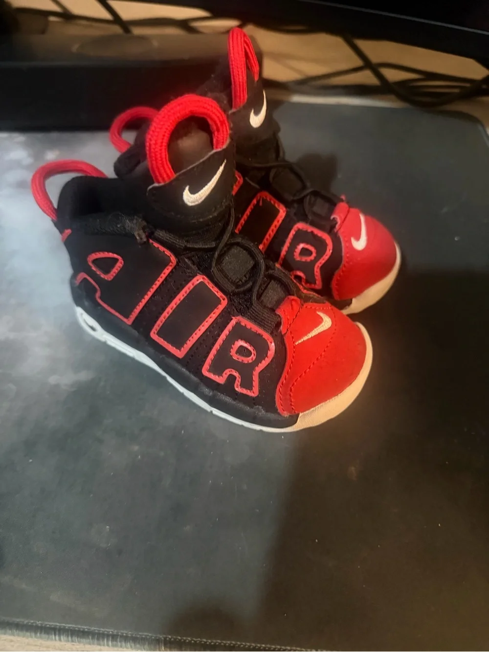 Nike Kids Red and Black High-Top Sneakers 6c